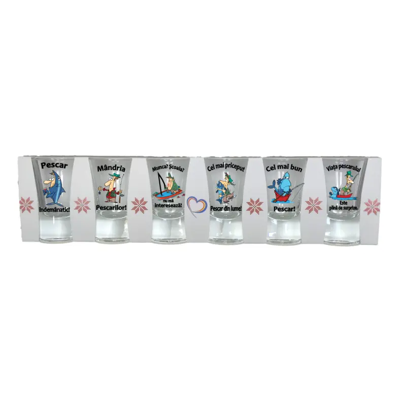 Pentru pescari, set 6 pahare shout cu mesaje